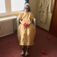 lookbookpetite eclair dress (adult)  yellow scott เดรสยาวผู้หญิง แขนตุ๊กตา รุ่น เอแคลร์ ลายตารางสี เ