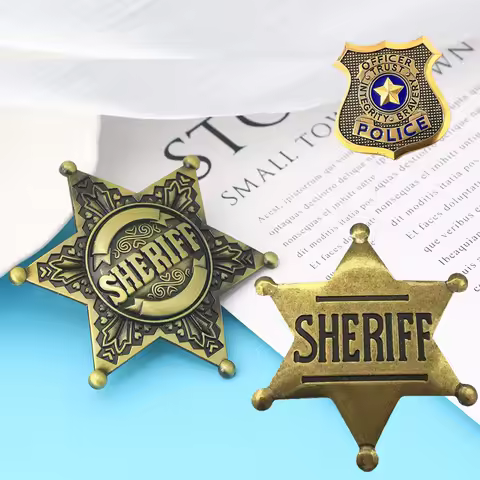 Sheriff Deputy Badges Cosplay Western Police Vest Pin Exquisite Brooches Western Police Cowboy Costu
