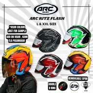 ARC RITZ FLASH YELLOW 2024 OPEN FACE HELMET ARC RITZ ( HELMET ARC RITZ FLASH YELLOW / BLACK / RED )
