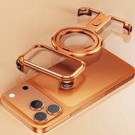 ข้าวโอ๊ตกระแทกเงาเรียบง่ายโลหะกรณีโทรศัพท์กับ 360°หมุนขาตั้งสำหรับไอโฟน 17 โปรสูงสุด/For iPhone 17 P