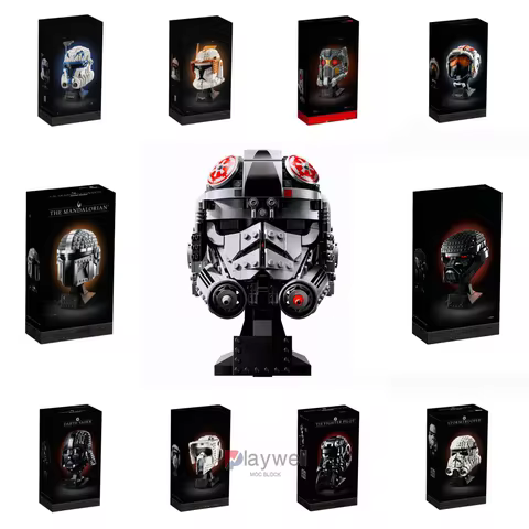 2025 Space War The Mandalorian Helmet Scout Dark Trooper Darth Vader 75429 Building Blocks Desk Deco