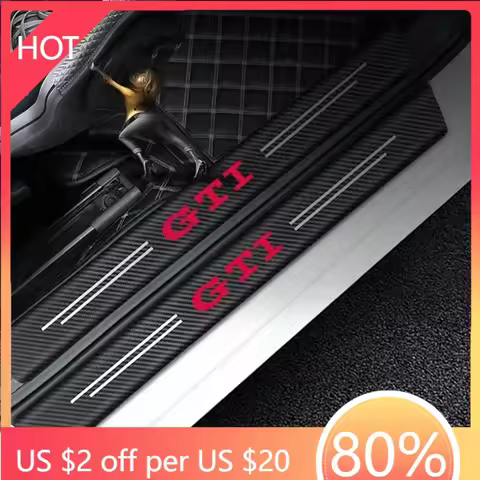 Golf 3 4 MK3 MK4 2026 Hot For VW VOLKSWAGEN 4pcs Leather Car Door Sill Sticker Anti-scratch Strip Tr