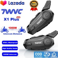 2pc E1/X1 Plus Motorcycle Helmet intercom System Bluetooth Headset 1000M for 2 Riders Wireless Water