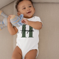 Personalized Baby Boy Name Bodysuits Pregnancy Announcement Shower Gift Custom Name Boy Jumpsuit Ini