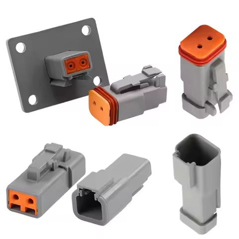 DTM/DTP 2P/3P/4P/6P/8P/12P 22-16AWG Waterproof Plug-in Deutsch Connector with Flange Socket DT06-2S