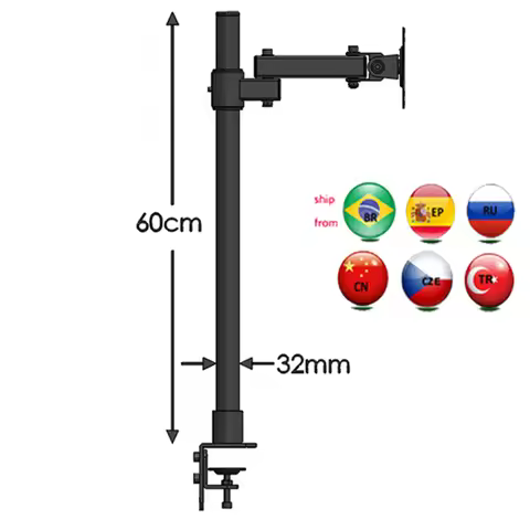DL-T801L 10-27' Steel 60cm High Single TV desktop Stand LCD Table Mount Bracket Holder for 10'-27' V