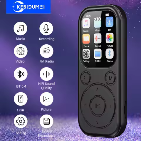 Bluetooth 5.4 MP3 Player 1.8inch Screen Portable Music Audio Player Support TF FM Radio Video Pictur
