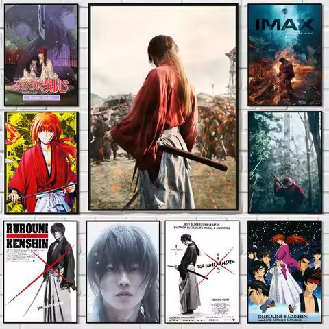 Rurouni Kenshin Anime Movie Poster HD art sticky wall waterproof home living room bedroom bar aesthe