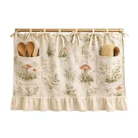 Pastoral Style Handmade Oven Skirt Heat-Resistant Washable Oven Cover Ruffle Trim Plaid Oven Door Cu