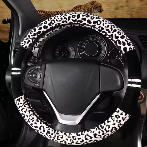Leopard Print Steering Wheel Cover Non-Slip Universal Fit For Audi A3 A4 A5 A6 Q3 Q5 S3 S4 RS3 RS4 B