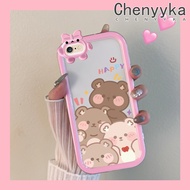 เคส Chenyyyka สำหรับ iPhone 6 Plus 6S Plus 7 Plus 8 Plus เคสรูปการ์ตูนหมีสุขสันต์รูปโบว์รูปสัตว์ประหลาดตัวเล็กๆเคสนิ่มทนต่อการเสียดสีเคสโทรศัพท์โปร่งใสฝาครอบป้องกันเลนส์กล้องถ่ายรูปซิลิก้าเจล TPU