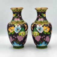 一對古董花瓶| 成對的中國花瓶景泰藍