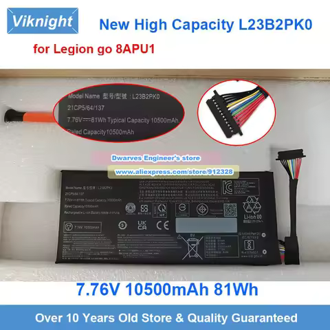 New L23B2PK0 Battery 7.76V 81Wh 77.6Wh High-Capacity for Legion Go 8APU1 Handheld Gaming PC L23M2PK0