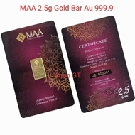 MAA 2.5g Gold Bar Au 999.9