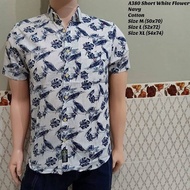 A380 Short White Flower Navy Men's Short Shirt