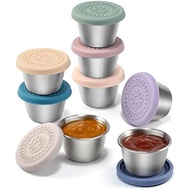 [8 Pack] Salad Dressing Container To Go, 2.4oz Small Condiment Containers with Leakproof Silicone Li