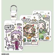 MBTI 16 Personalities Card Case - Hard Holder with Lanyard Keychain for Campus/Meal/Work ID