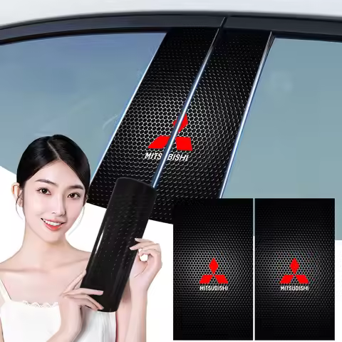 2Pc Car Logo Center Pillar Protective Film Anti-scratch Sticker Decal For Mitsubishi ASX Lancer Paje