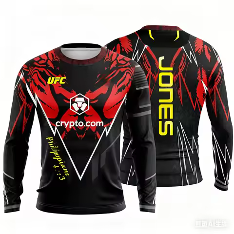 New UFC Top Fighters Jon Jones Fighting Event Long Sleeves Tee Autumn/Winter MMA Unrivaled Men Overs