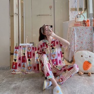 ⊙﹊pajama sleepwear sleepwear  3ni1 terno shorts&amp; pajama sleepwear pajama set for women’s /Girl cotto