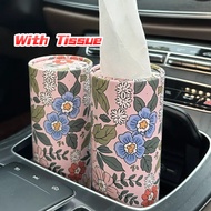 Car Tissue Cylinder with Facial Tissue Bulk Round Floral Car Tissue Holder Cylinder Tube Tissue Tube