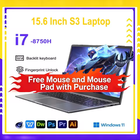 15.6 Inch Gaming Laptop Intel Core i7-8750H 64GB DDR4 2TB SSD Ultrabook Portable Notebook Fingerprin