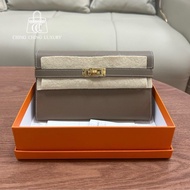 🌈Hermes🧡Kelly Wallet🧡大象灰金扣🌟99新🌟原膜在🌟kelly長銀包🌟