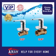 ViP 1/2" 3/4" Heavy Duty Premium Chrome Plated Brass Body Faucet Concealed Stopcock Shower Stopcock Flange Stopcock
