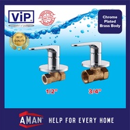 ViP 1/2" 3/4" Heavy Duty Premium Chrome Plated Brass Body Faucet Concealed Stopcock Shower Stopcock 