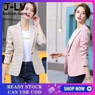 LOMOGI Blazer for Women Spring and Autumn New Korean The British Casual Plaid Short Womens Suit Trend