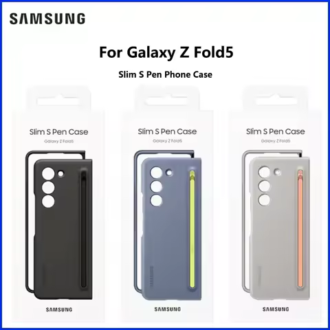 Original SAMSUNG Galaxy Z Fold5 Slim S Pen Phone Case with Built-In New Compact S Pen Holder and Sto