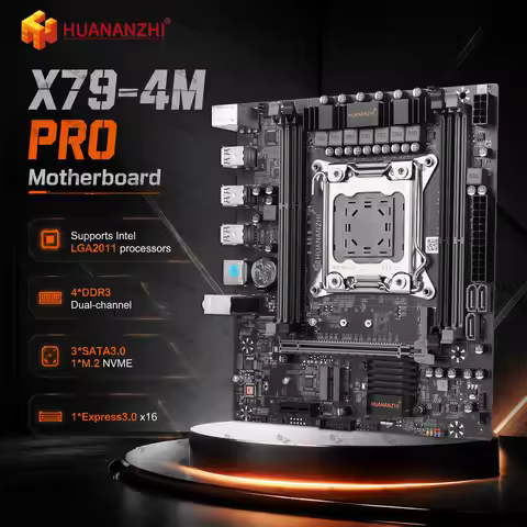 HUANANZHI X79-4M PRO Motherboard LGA2011 Support Intel Xeon E5 CPU DDR3 Max 64GB M.2 NVMe PCIE SATA 