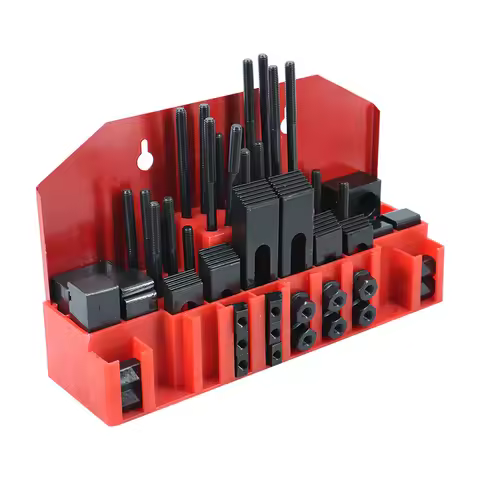 HLTNC 58Pcs M10 T-Slot Clamp Kit With Multi Function Combined Press Plate And Hardened Iron Pad For 