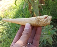 Pipa Once Akar Bahar Putih Ukir Macan