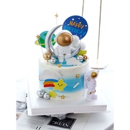 Astronaut Cake Decoration Aviation Model Adventure Rocket 7-Piece Set Ornaments Dessert Plug-In Dres