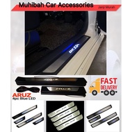 Perodua Ativa/ Bezza/ Aruz/Axia/Alza/Myvi 19 |LED Door Side Sill Step Plate |Blue LED Door Step Panel, Stainless Steel