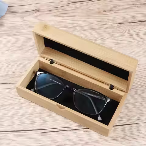 1Pcs Bamboo Wooden Glasses Box Vintage Hard Shell Eyewear Case Protective Lined Sunglasses Organizer