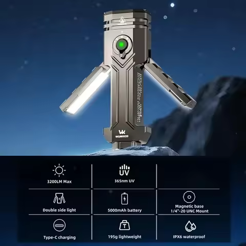 Wurkkos HD02 21700 LED Flashlight 3200Lumens Rechargeable 3000K-6500K Magnetic Deformation Flashligh