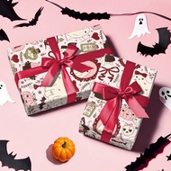 1 Roll 43cm X 500cm (17in X 16.4ft) Halloween Wrapping Paper, Cute Vintage Gothic Design, Suitable F