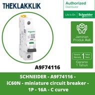 SCHNEIDER - A9F74116 - IC60N - Miniature Circuit Breaker - 1P - 16A - C Curve