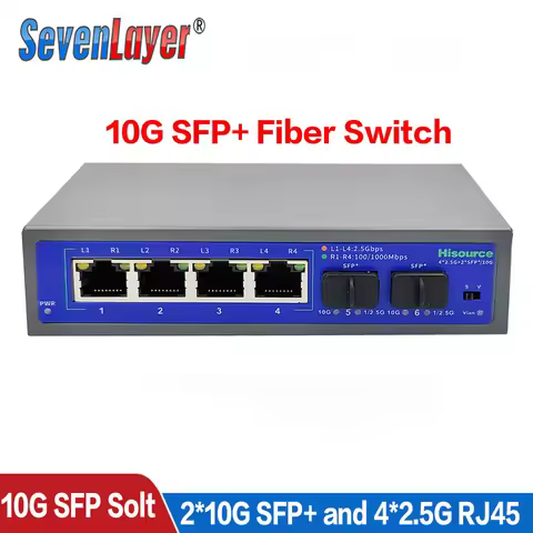 10G SFP+ fiber Switch 2.5Gbps Ethernet 4 Port 2500Mbps Network Switcher 2 Port 10G SFP+ Slot Hub Int