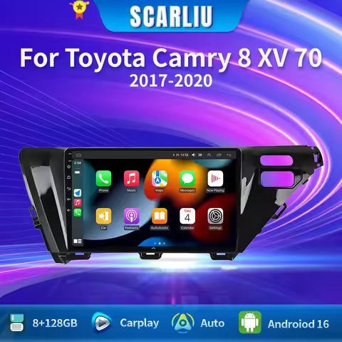 Android 16 Car Radio For Toyota Camry 8 XV 70 2017 - 2020 QLED 4G LTE 5G WIFI Head Unit Multimedia V