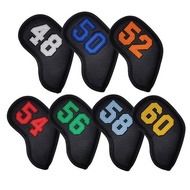 ✈◑ 7pcs Golf Club Head Cover Wedge Iron Headcovers 48° 52° 56° 60° หนังสังเคราะห์สีขาว