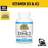 Natural Factors Vitamin D3 & K2 | Supports Healthy Bones & Teeth | Supports Immune Function & Cardio