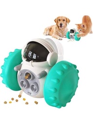1 件狗貓互動食物玩具,寵物食物分配器不倒翁狗款待玩具,狗慢速餵食器款待分配拼圖玩具機器人形狀狗玩具 - 綠松石色