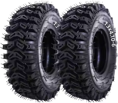 13x4.10-6 Tubeless Tires, 4Ply Pneumatic, ATV/UTV Snow Hog Lawn Mower Tires for Go Kart Farm Equipme