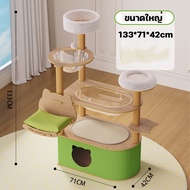 BHQ PET คอนโดแมว เสาลับเล็บแมวได้ พร้อมโดมนอนแบบใส คอนโดแมวใหญ่ หลุมแมว ที่นอนแมว