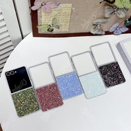 For Samsung Galaxy Z Flip 8 Flip 7 6 5 4 3 Zflip8 Z Flip 8 5G Silver frame Plating Bling Diamond Cas
