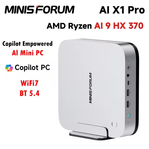 MINISFORUM AI X1 Pro AMD Ryzen 9 HX 370 Fingerprint Copilot PC 128GB 4TB WiFi7 BT5.4 135W Desk Offic