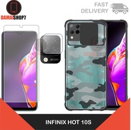 case infinix hot 10s / hot 10 nfc case slide army+tg layar &amp; tg camera - infinix hot 10s